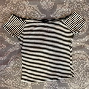 Striped Off The Shoulder Crop Top